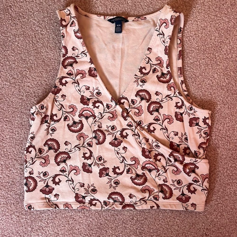 Aeropostale Light Pink Floral Top Size M